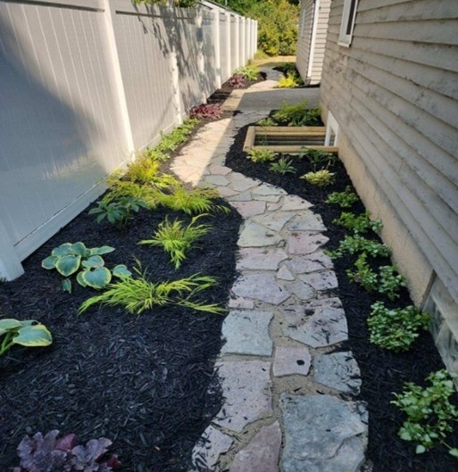 "After" photo of a small backyard transformation.